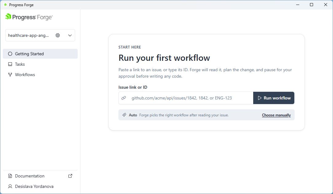 Start here page for running a first workflow