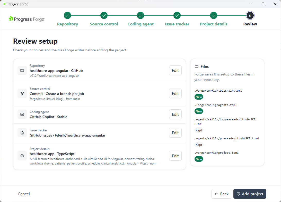 Review setup summary and conceptual configuration files