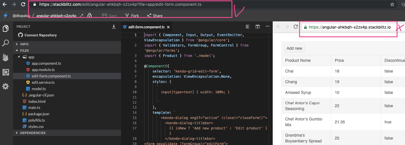 Kendo k-checkbox class in a Reactive Form (external form editing) in ...