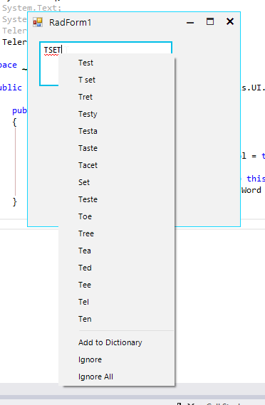 Issue with Telerik RadSpellchecker for RadTextbox in UI for WinForms ...