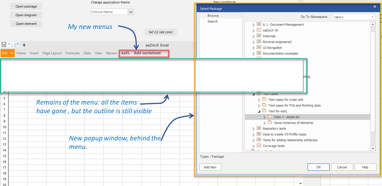Ribbon bar menu overlaying pop-up windows in UI for WinForms | Telerik ...