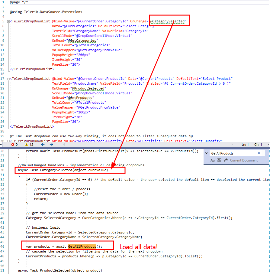 Cascading DropDownList With Virtualization in UI for Blazor | Telerik ...