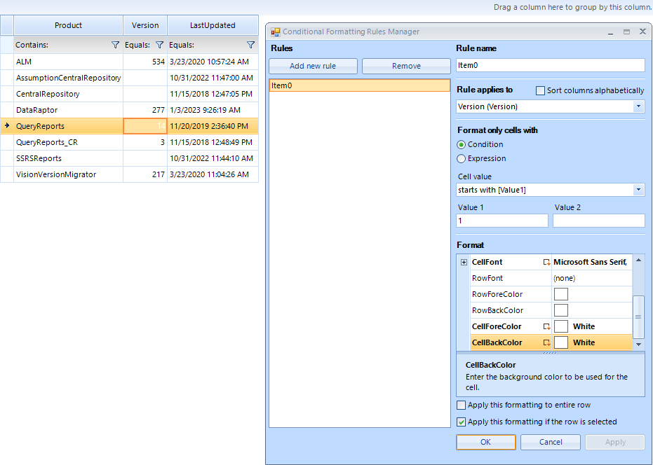 [Solved] Prevent CellForeColor and CellBackColor from being set to the ...