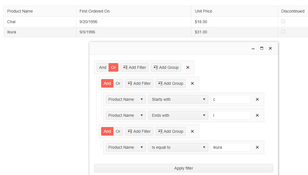 [Solved] Externa filter in grid is not working as expected when we ...