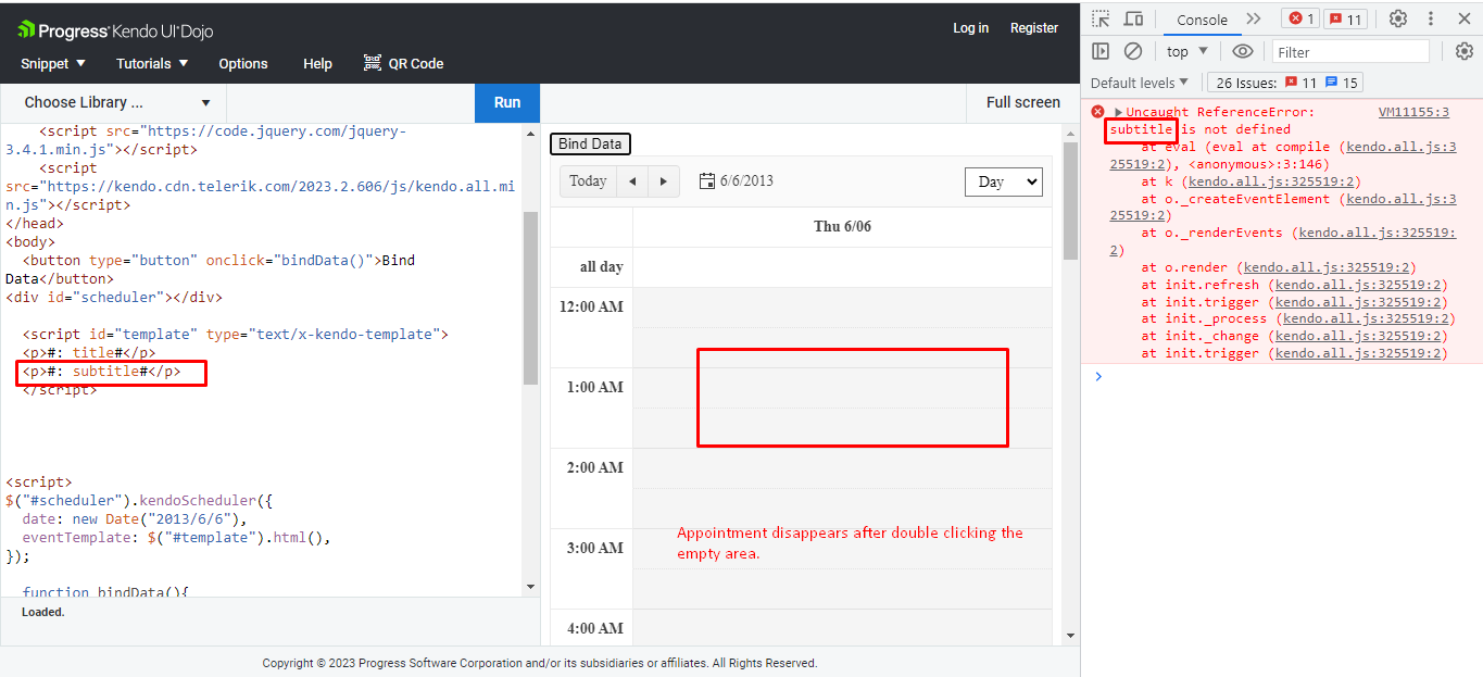 Need to set html content as data to datasource in Kendo Scheduler in