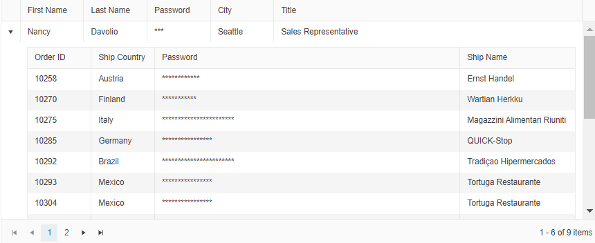 How to show password text as '*' in grid? in UI for ASP.NET Core ...