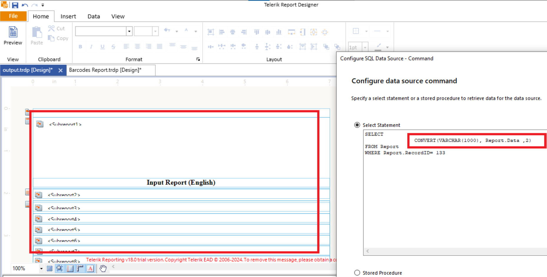 Issue converting .rpt file to .trdp file using Telerik Standalone ...
