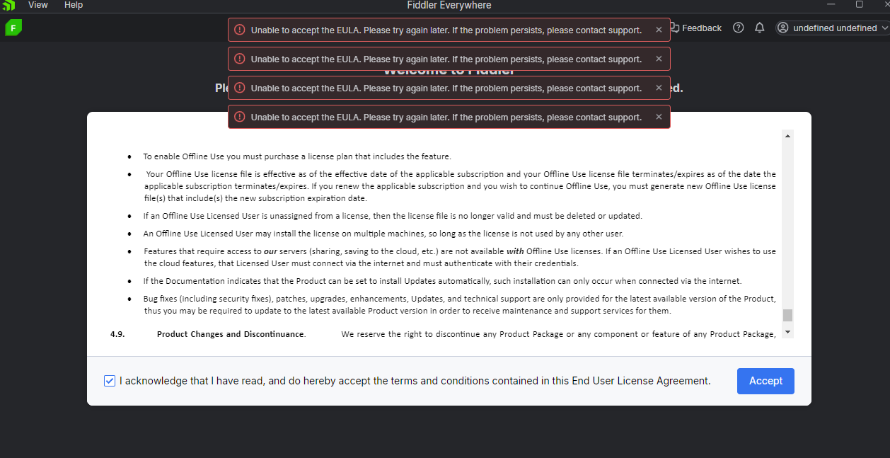 Can't even install application - "Unable to accept the EULA" in Fiddler ...
