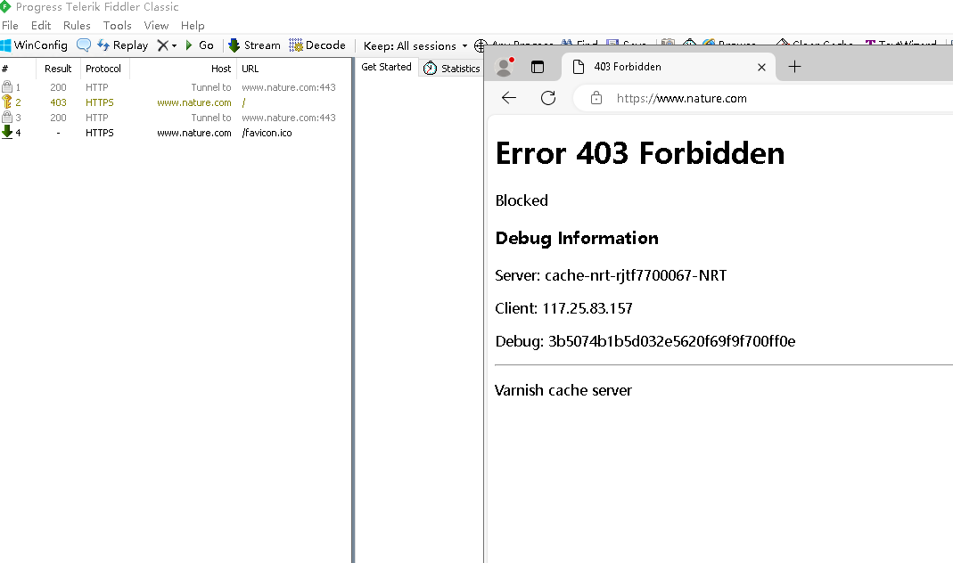 Fiddler classic can't resolve https for nature websites in Fiddler ...
