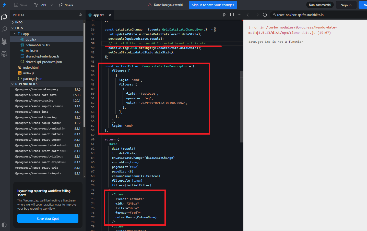 Grid Filter Date Issues in KendoReact | Telerik Forums