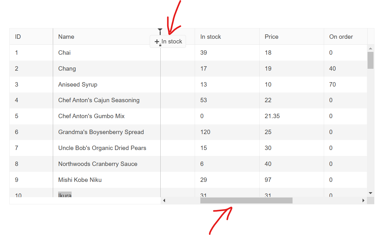 Kendo grid horizontal auto scroll not working with sticky or locked ...