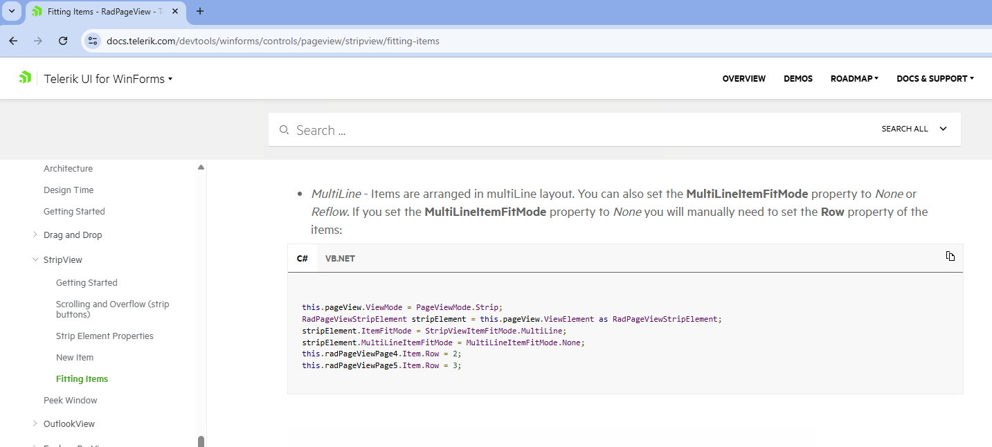 RadPageView - force tabs to be redrawn when widths are set in UI for ...