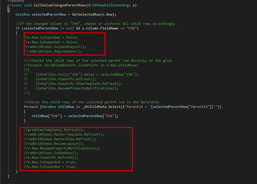 Child rows do not update visually when the parent row is expanded in a ...