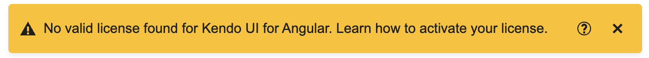 Kendo UI for Angular - Invalid License Banner