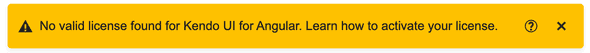 Kendo UI for Angular - Invalid License Banner