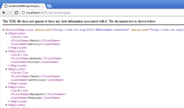 Kendo UI for jQuery Employees XML