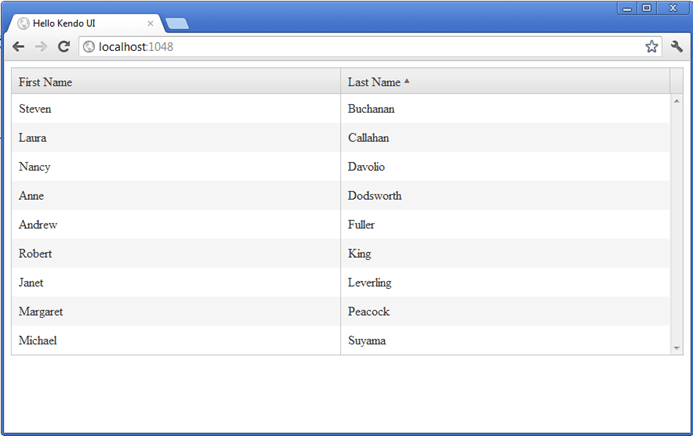 Kendo UI for jQuery grid-preview-with-columns-and-sorting