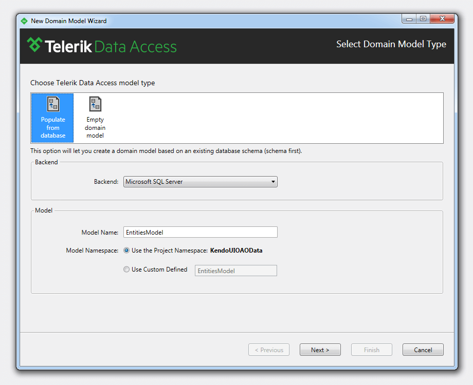 Kendo UI for jQuery Populate From Data