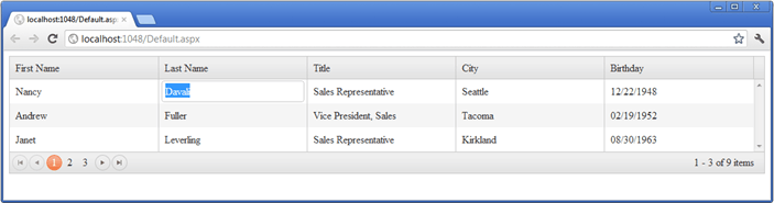 Kendo UI for jQuery Editable Grid