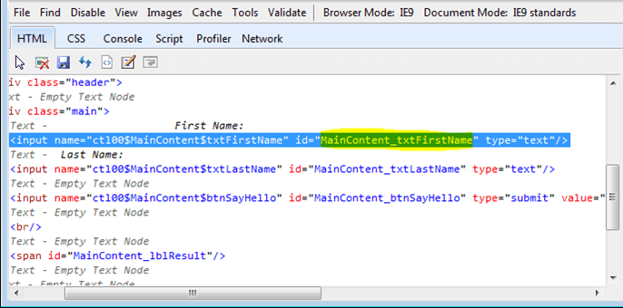 Kendo UI for jQuery Main Content Prefixed txtFirstName