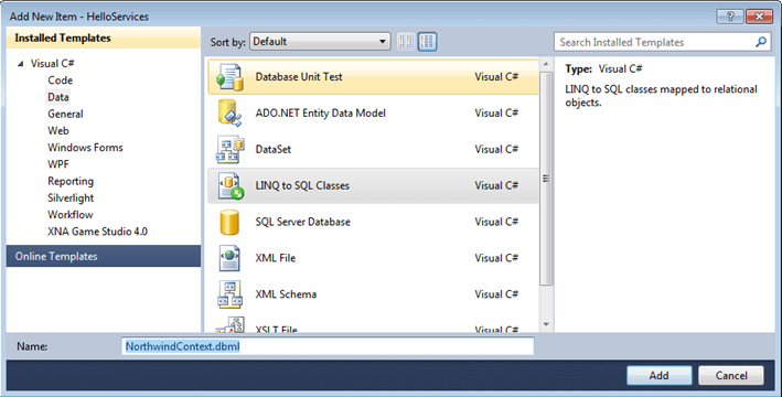 Kendo UI for jQuery Add Linq To Sql