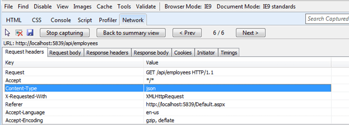 Kendo UI for jQuery F12 Content Type Inspection