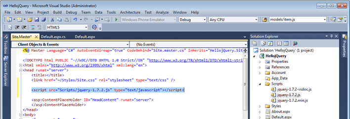 Kendo UI for jQuery jQuery Added To The Master Page