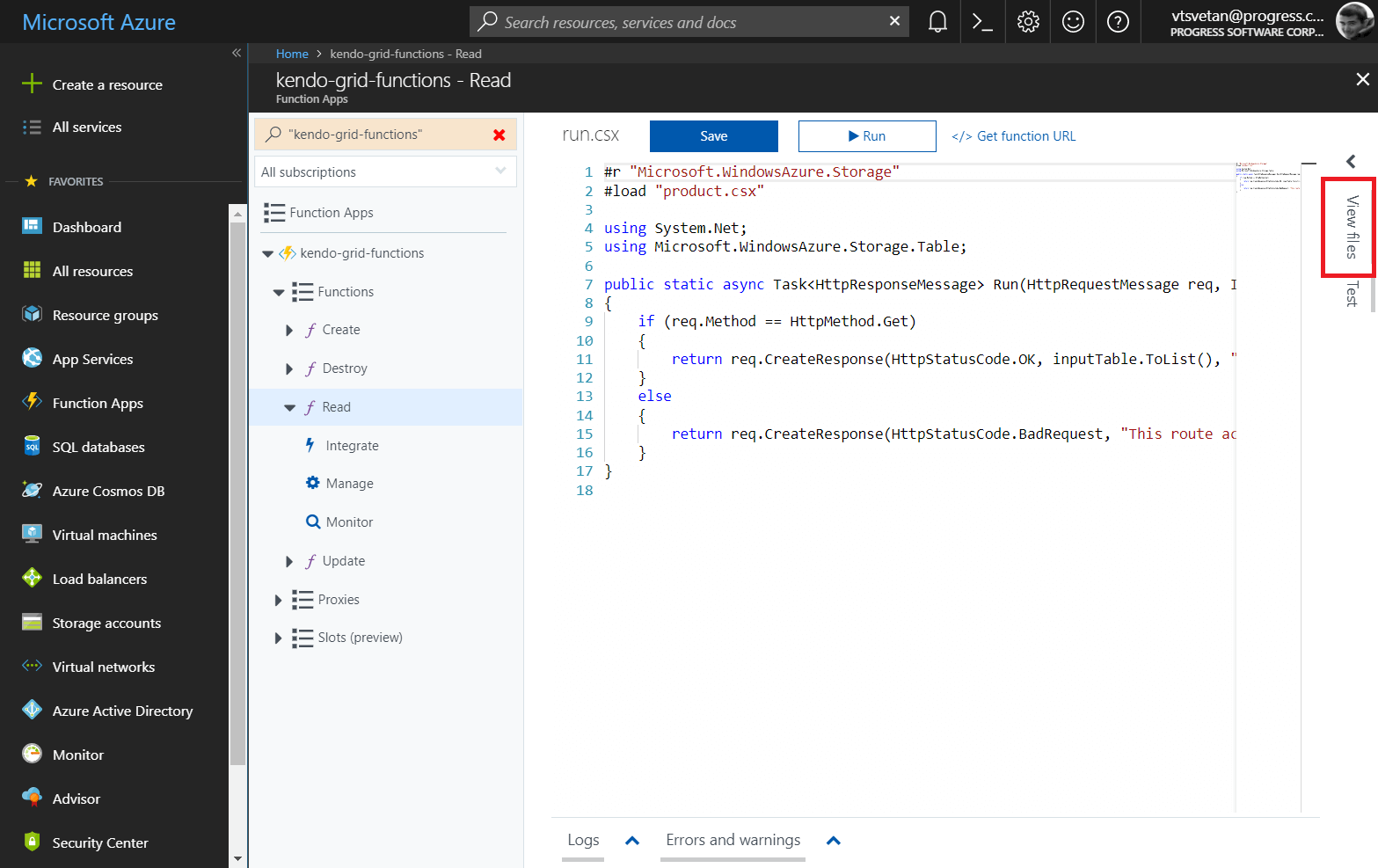 Kendo UI for jQuery Open the function files