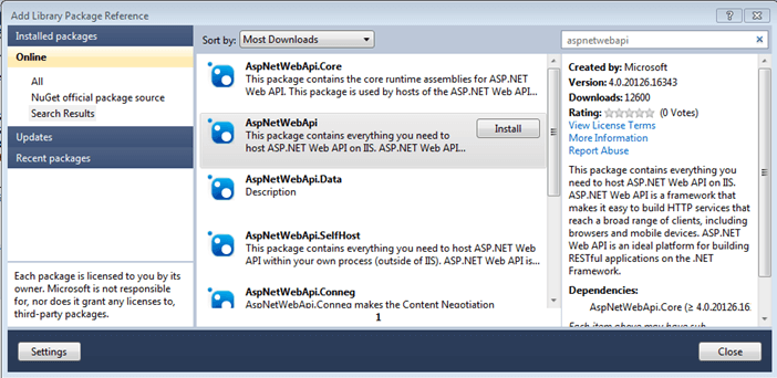 Kendo UI for jQuery Nuget AspNetWebApi