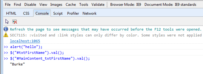 Kendo UI for jQuery txtFirstName Has A Value