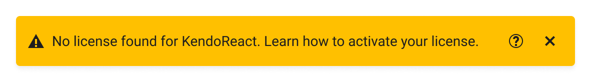 KendoReact - Invalid License Banner
