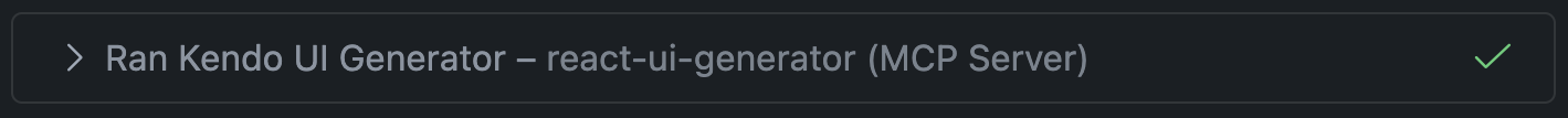 MCP Server uses Kendo UI Generator in VS Code