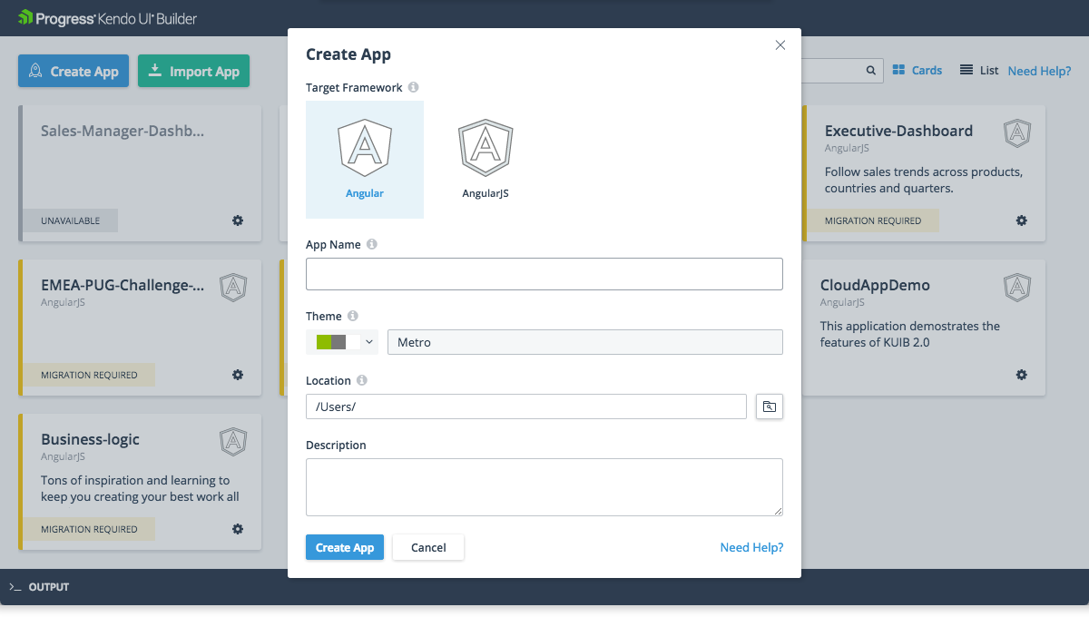 Creating Applications with the Kendo UI Builder