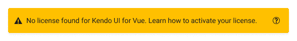 Invalid Kendo UI for Vue License Banner