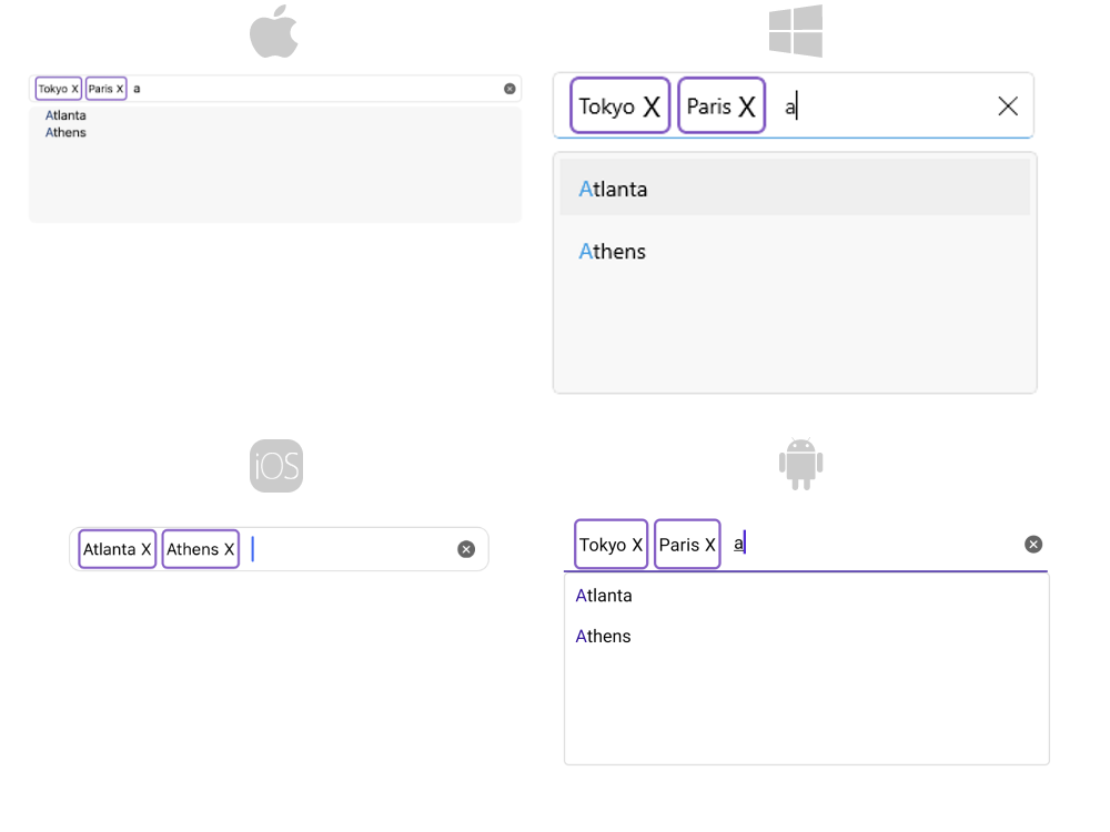 .NET MAUI AutoComplete TokenTemplate Example
