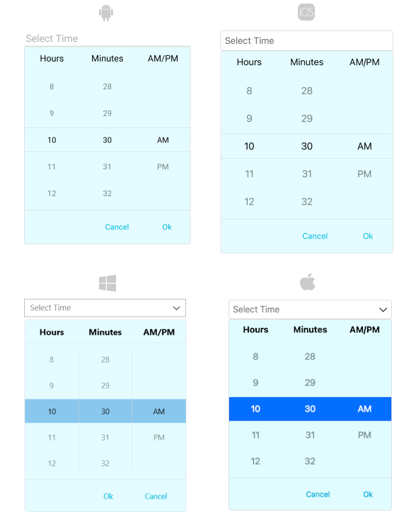 Time Picker DropDown Style