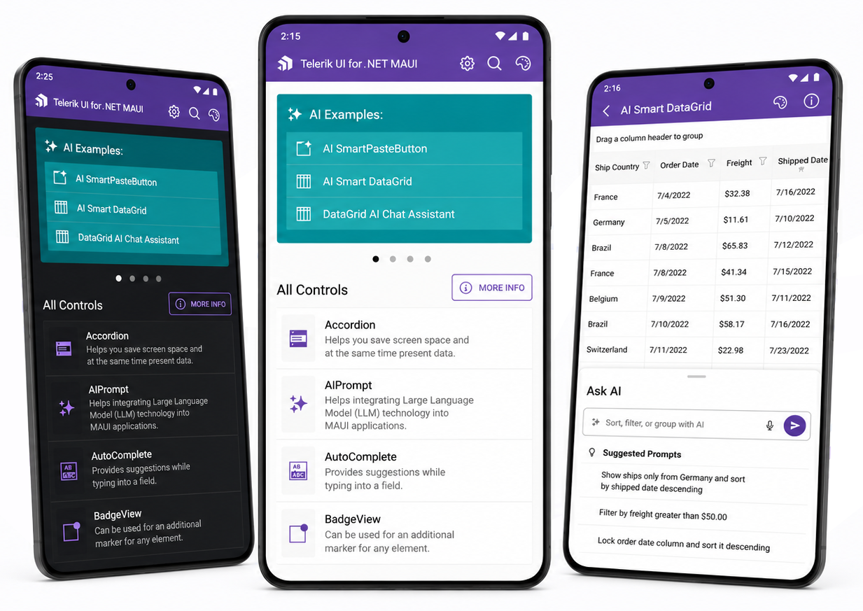 Controls Samples App running on Android