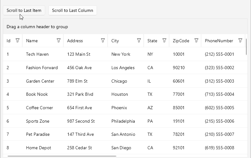 .NET MAUI DataGrid Programmatic Scrolling to an Item