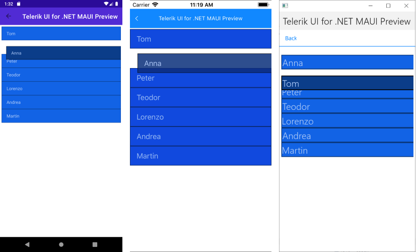 .NET MAUI ListView reorder items styling