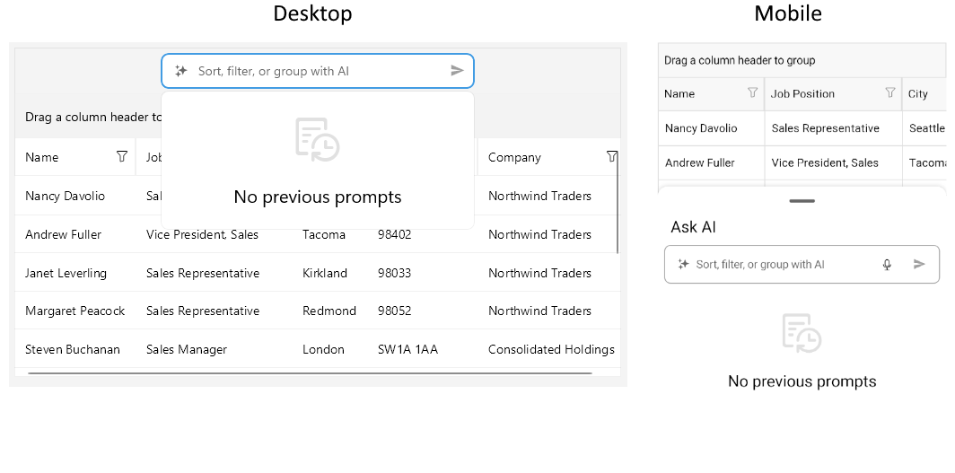 MAUI DataGrid empty Prompts View