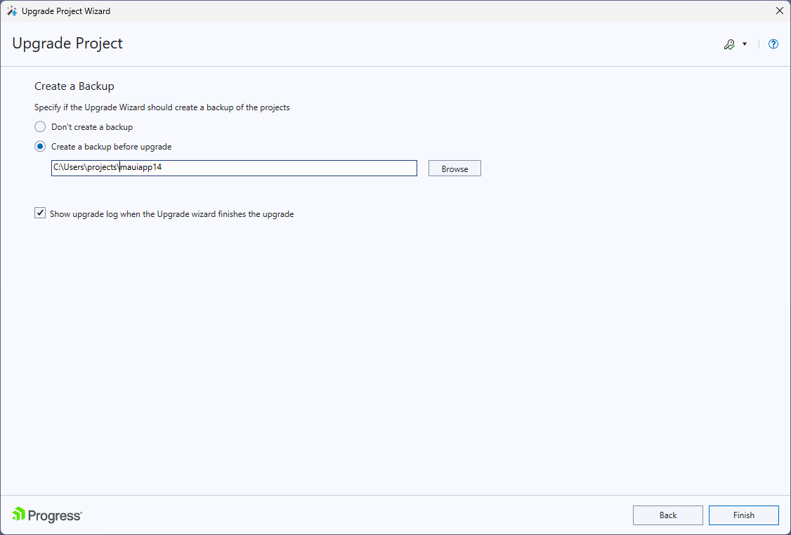 Configure backup options
