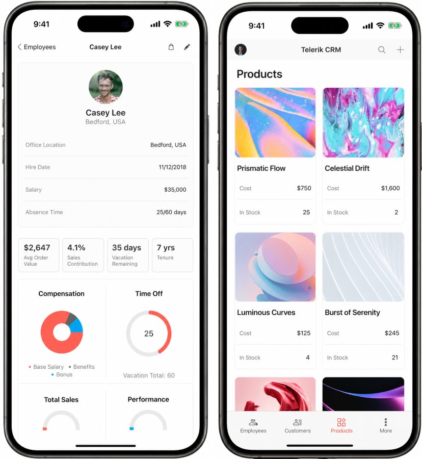 Telerik UI for .NET MAUI CRM App iOS