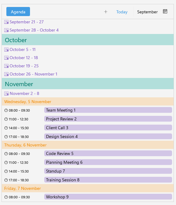 .NET MAUI Scheduler Agenda View Styling