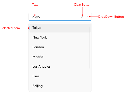 Telerik UI for .NET MAUI ComboBox Single Selection Visual Structure