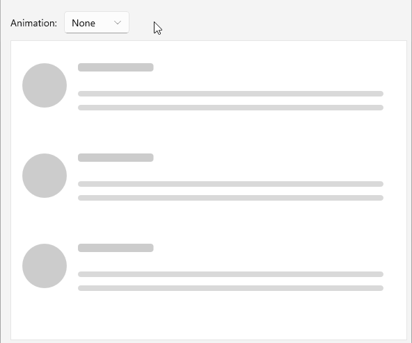 Telerik UI for .NET MAUI Skeleton Animation Types