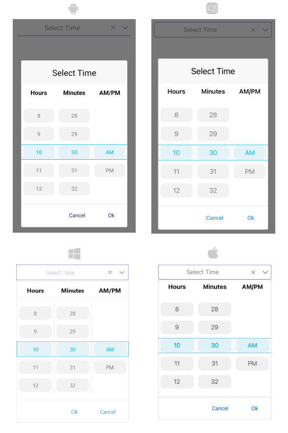 Time Picker Styling
