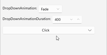 DropDownButton for .NET MAUI .NET MAUI DropDownButton Animation