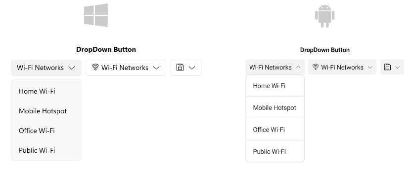 .NET MAUI DropDownButton Overview