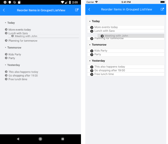 .NET MAUI ListView Reorder in grouped scenario