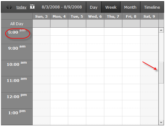 Scroll into view the 8am time slot